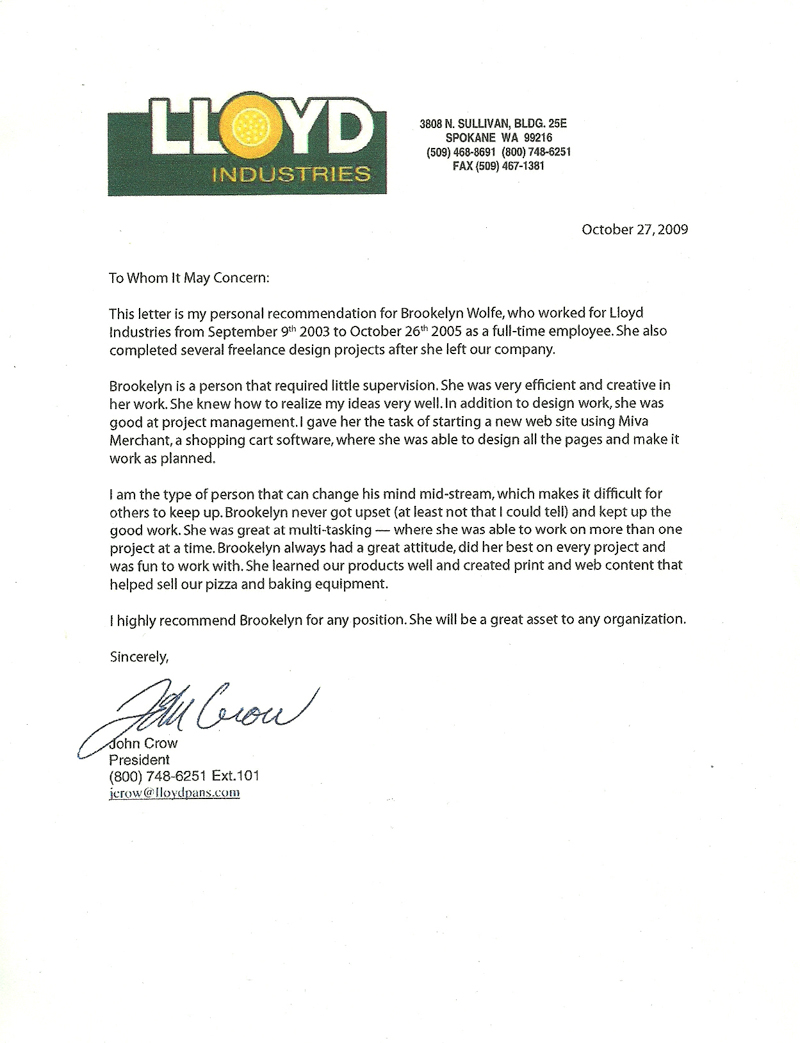 Letter of Recommendation from John Crow 2005